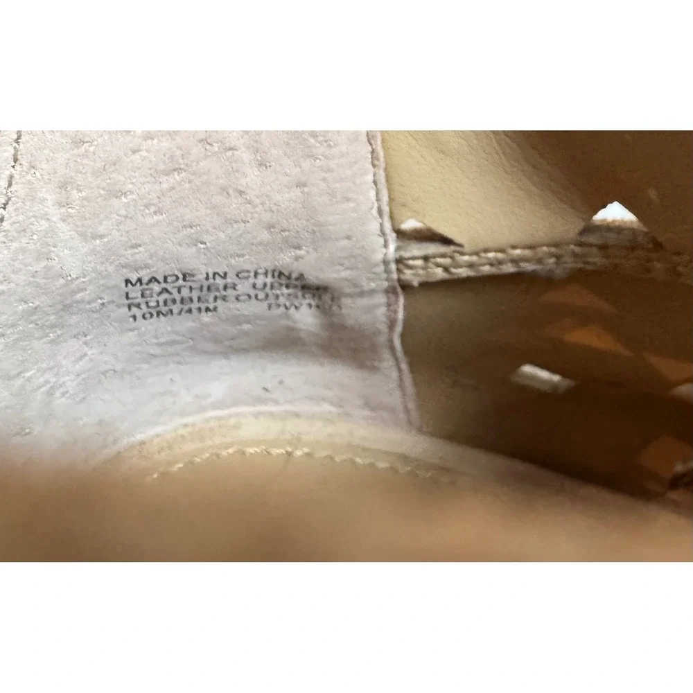 Michael Kors Women Tan Leather Laser Cut Wedge Booties Open Toe Sandals 10M